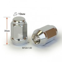 Гайка колесная 12x1,5 конус 60° H=35 хром